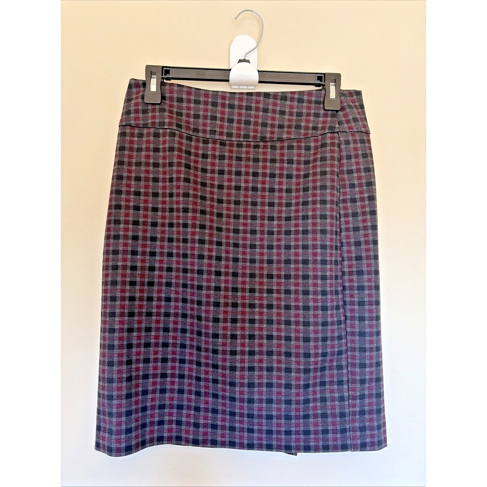 Margaret‎ M Canada Dark Academia Plaid Ponte Stretch Pencil Skirt Womens Medium